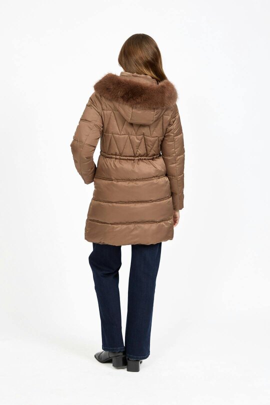 Mudflower Diamond Quilted Jacket with Detachable Fur Hood