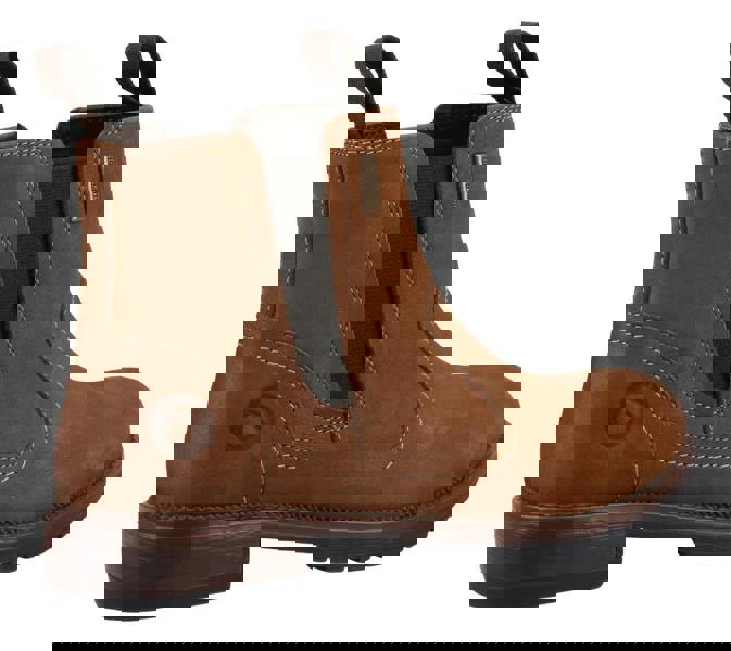 Cotswold Laverton Womens Waterproof Classic Pull On Leather Ankle Boots, brown leather ankle boot with elastic side panels and pull tabs, suitable for stylish and waterproof wear.