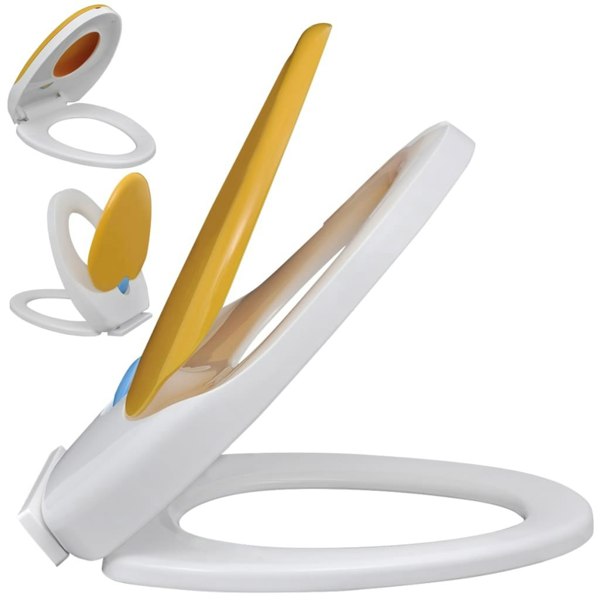 Berkfield White & Yellow Soft-close Toilet Seat Adults/Children