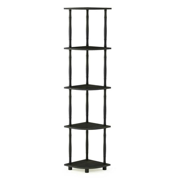 WALPLUS Turn-N-Tube 5 Tier Corner Display Rack Multipurpose Shelving Unit with Classic Tubes, Espresso/Black perfect for organized storage and display