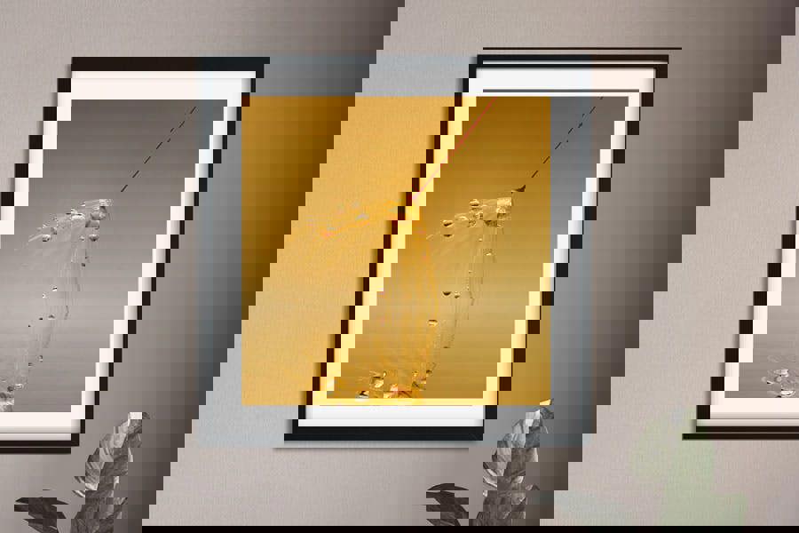 macro flower art print on golden pond