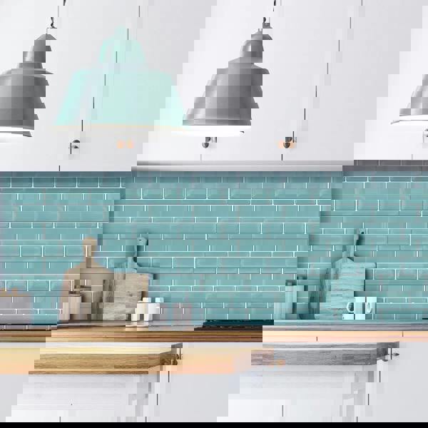 WALPLUS Capri Sea Glossy 3D Sticker Tile 30.5 x 15.4cm (12 x 6 in) - 12pcs in a pack