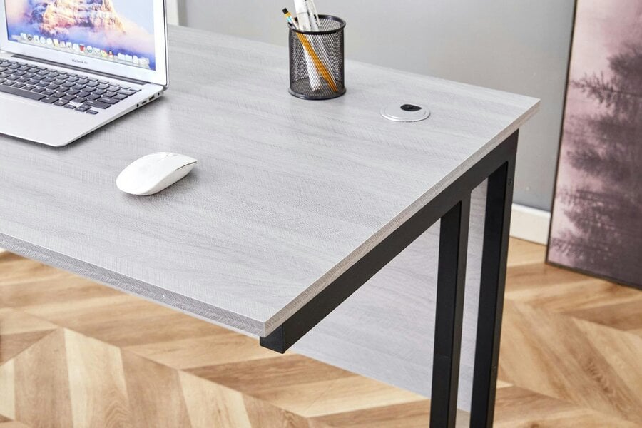 Kosy Koala Grey Office Desk with Sturdy Iron Legs Wooden Room Furniture for Home, Study and Office