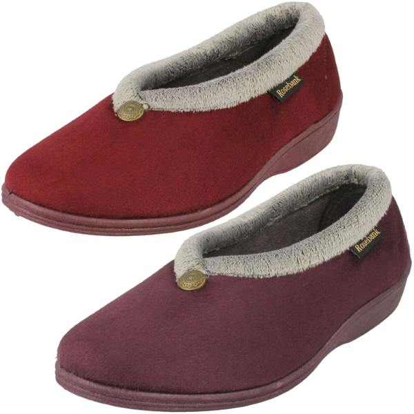 Rosebank Ladies Rosebank Memory Foam Wedge Heeled Slippers Sandra