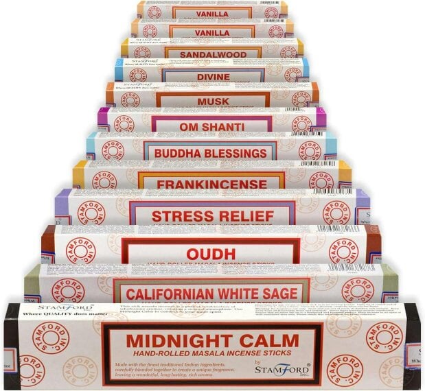 Stamford 37365 Hand Rolled Variety Incense Sticks Gift Set, 12 packs