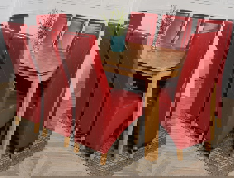 That's Furniture Oslo 180 x 90cm Large Oak Dining Set with Lola Leather Chairs