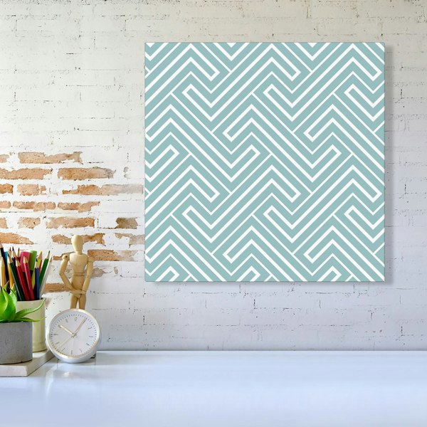 Warren Reed Blue And White Geometric Pattern Canvas