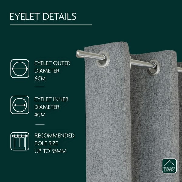 Enhanced Living 100% Blackout Curtains - Thermal/Energy Saving Linen Look Pair with Eyelets For Living Room & Bedrooms