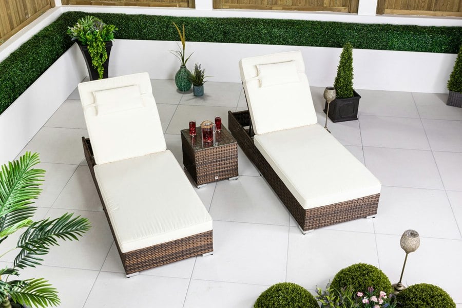 Giardino Set of 2 Sun Loungers & Table Set