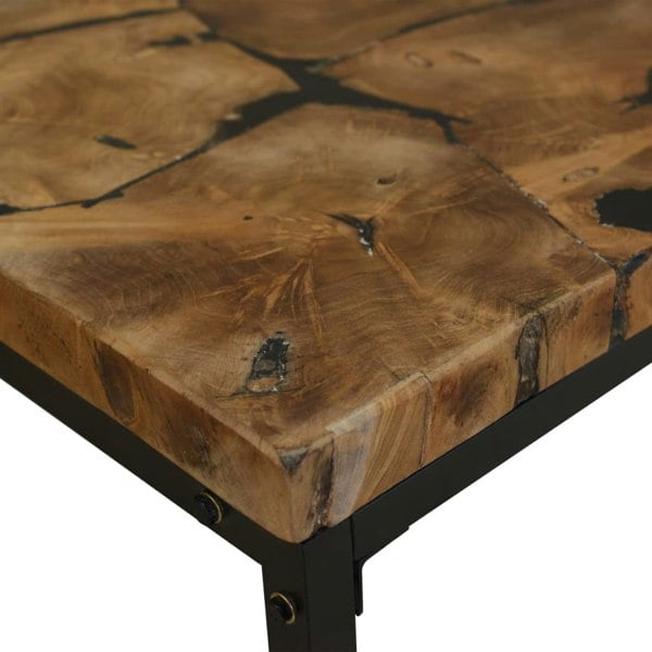 Berkfield Coffee Table Teak Resin 60x60x40 cm Black and Brown