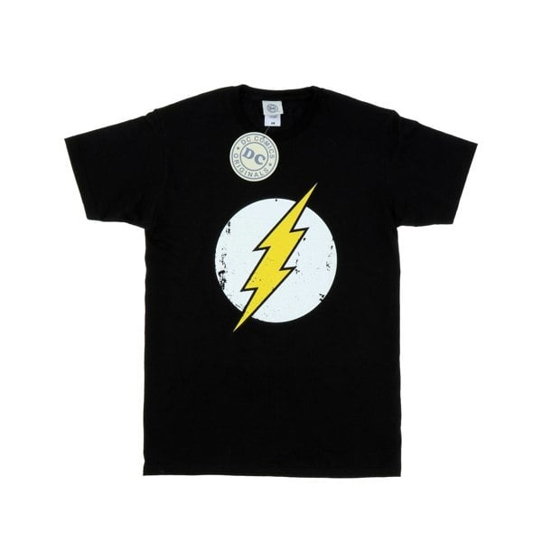 DC Comics Mens Flash Distressed Logo T-Shirt - Black