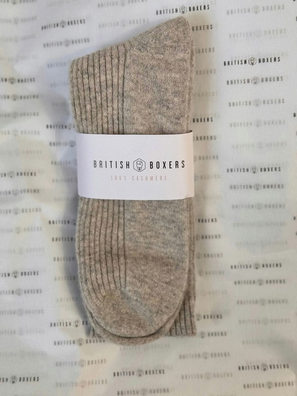 British Boxers Women's Cashmere Bed Socks – Soft Grey