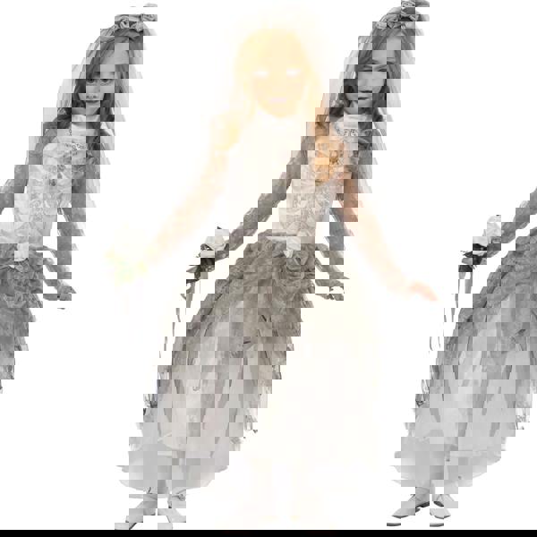 Bristol Novelty Childrens/Girls Skeleton Bride Costume - Grey - 