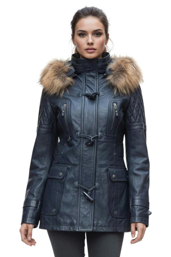 Infinity Leather Womens Quilted Leather Parka Jacket-Brussels