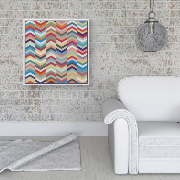 Warren Reed Geometric Multi Colored Chevron Pattern Framed Canvas