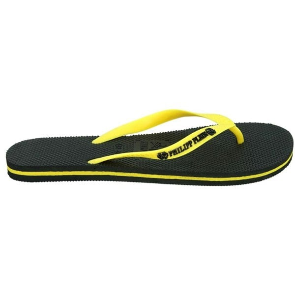 Philipp Plein Brand Logo Flip Flops - Black & Yellow