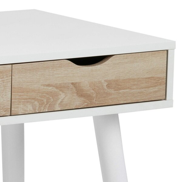 Wyld Haus Dresden White and Natural Sonoma Wood Office Desk 3 Drawers