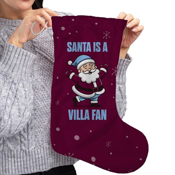 BritishmadeGifts Santa is a Villa Football Fan - Christmas Stocking