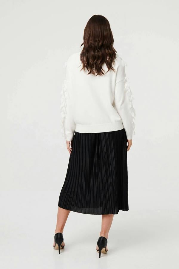 White | Feather Embellished Long Sleeve Jumper