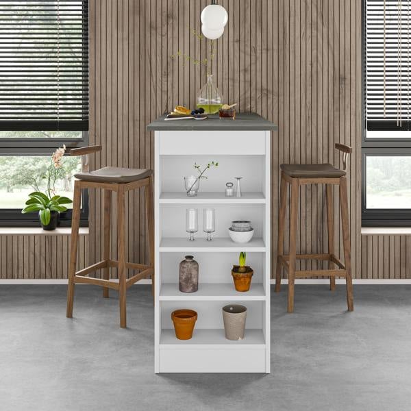 Decortie Swallow Modern Kitchen Bar Dining Table with 4-Tier Storage Shelves H 102cm