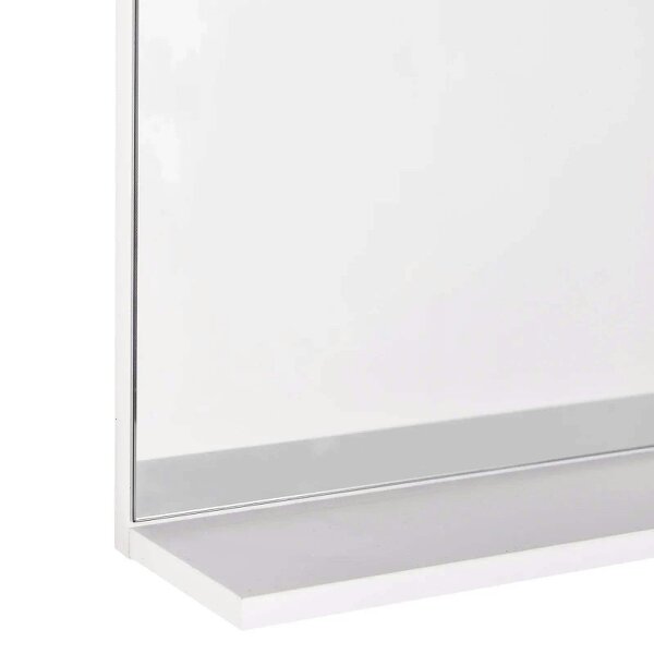 Bobobiy Modern Bathroom Mirror, Wall-mounted Vanity Mirror with 3 Tiers Storage Shelves for Make Up, White