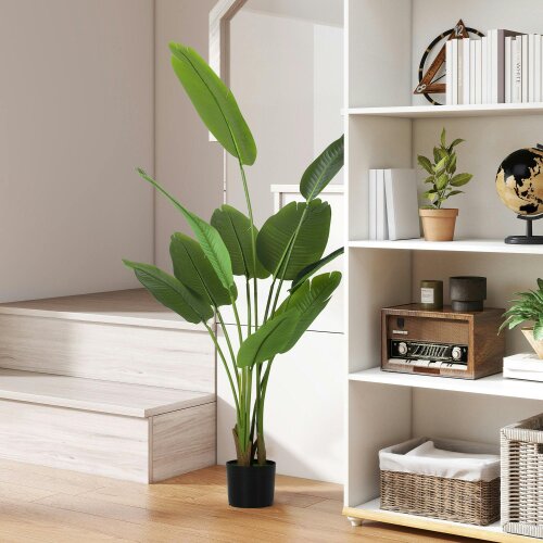 Wyld Haus Nozizi Tall Artificial Bird Of Paradise Leaf Plant With Sculpted Foliage In Pot H8 160cm Green
