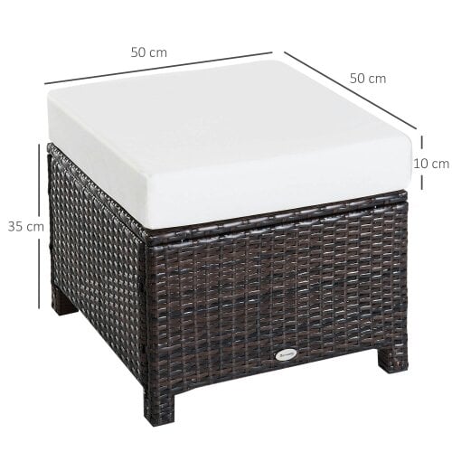 Wyld Haus Molo Rattan Brown Square Outdoor Footstool With Padded Cushion