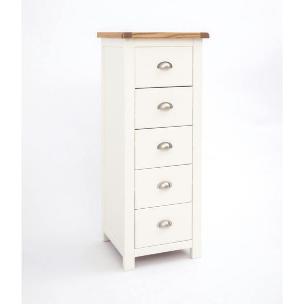 Cabinet Bits Lovere 5 Drawer Narrow Chest of Drawers Chrome Cup Handle