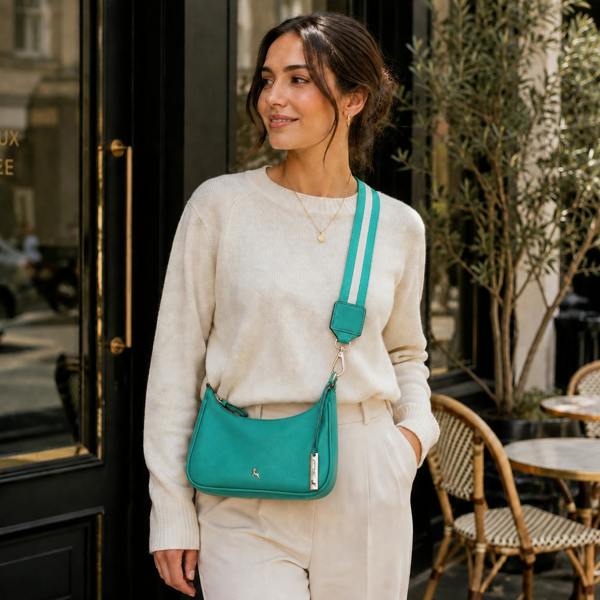 Ashwood 'Bella Toscana' Real Leather Crossbody Bag with Webbing Strap: 64296