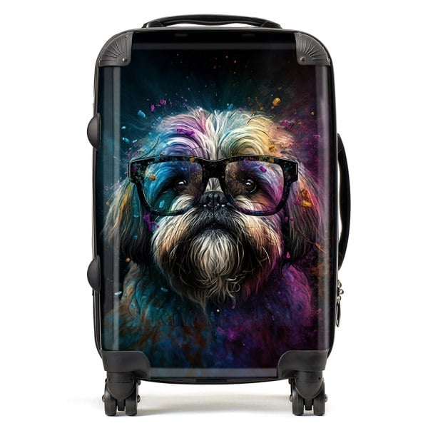 Warren Reed Lharsa Apso Dog Face Splashart Suitcase