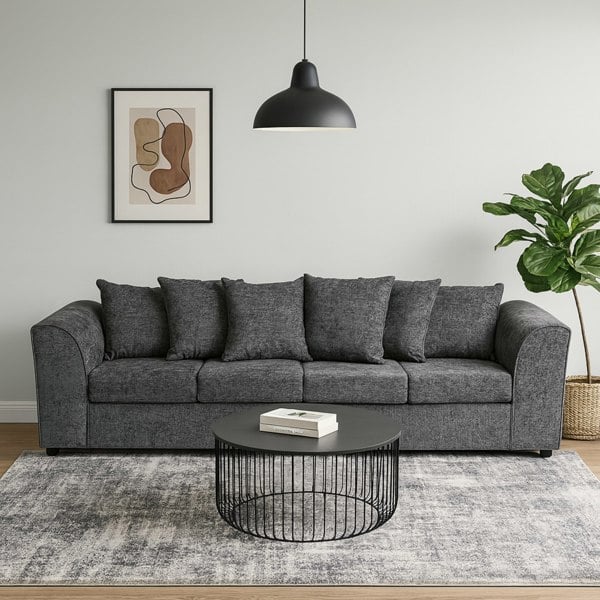Furnishings For Less Monaco Chenille Fabric 4 Seater Sofa