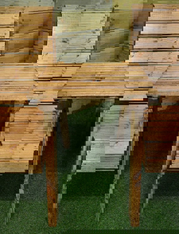 Samuel Alexander Hand Made 2 Seater Chunky Rustic Wooden Garden Furniture Love Seat with Tray Assembled