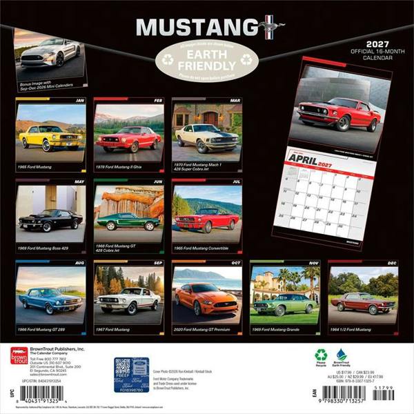 Mustang Calendar 2027, Wall Calendars, Month To View, Transport, Gift