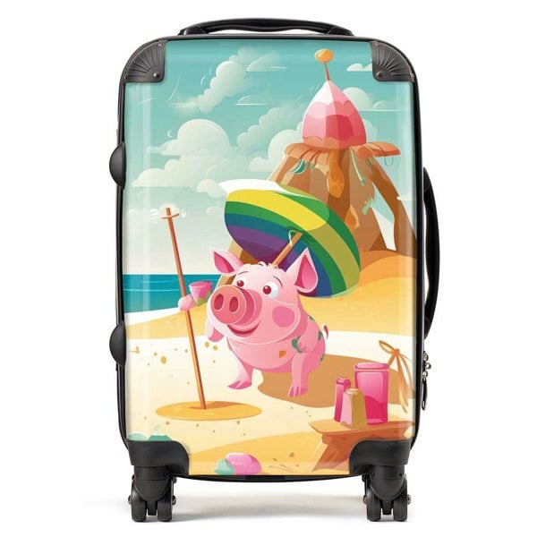 Warren Reed Piglet On A Beach Holiday Suitcase