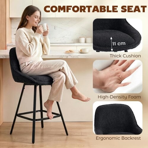 HOMCOM Bar Stools Set of 2, 360° Swivel, 64 cm Counter Height