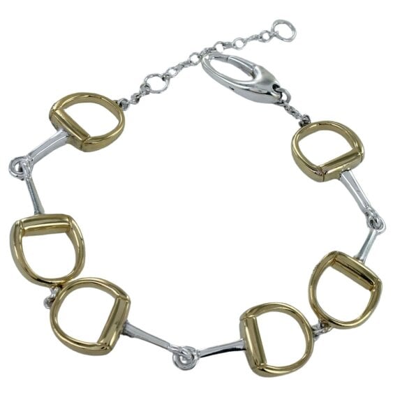 Reeves & Reeves Chunky Sterling Silver and Gold Plated Snaffle Bracelet - Gold Plated - Gold Plated