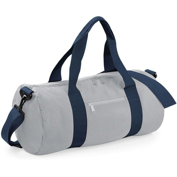 Bagbase Plain Varsity Barrel / Duffle Bag (20 Litres) - Light Grey/French Navy