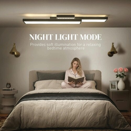 Bobobiy LED Ceiling Light, Flush Mount Ceiling Lamp with 3000-6000K Colour Temperatures, Black