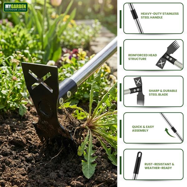 My Garden Outdoor Living My Garden Weed Puller Extendable upto 150cm - 2-in-1 Stainless Steel Garden Hoe with Sharp Blade for Soil & Weed Removal