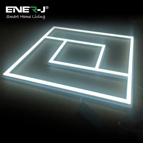 ENER-J 60x60cm LED Panel Light with PD Design - 40W, Cool White, Frame Border Edge Lights | Pack of 6 - 6500K