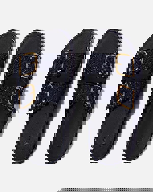 FitFlop Womens GEN-FF Max Buckle Two-Bar Denim Slides - Dark Denim D71 | CHO | Designer Womens Sandals