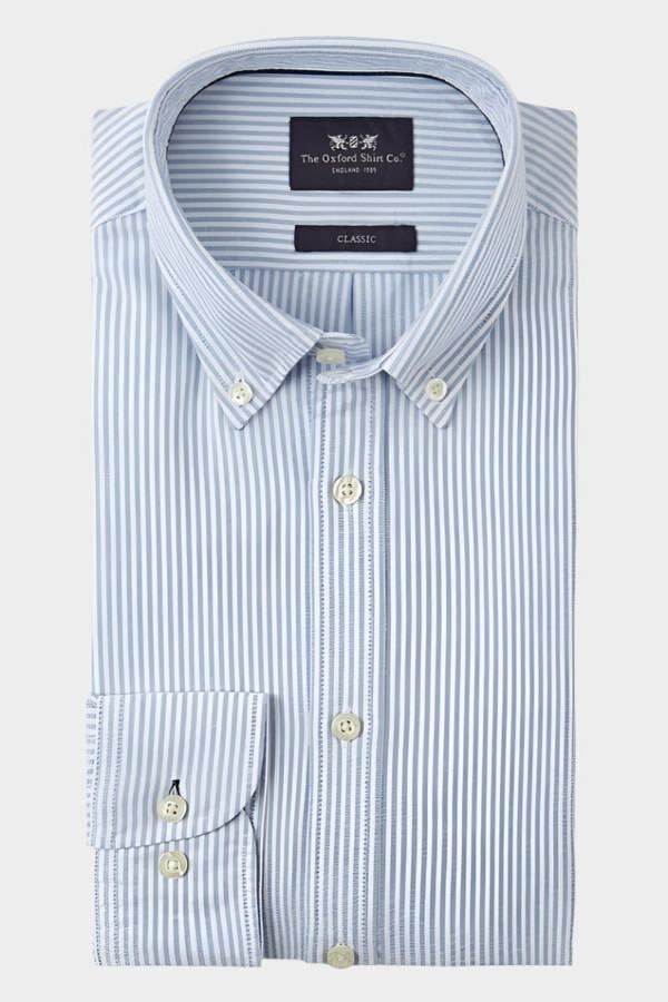 Button Down Oxford Shirt - Blue Stripe