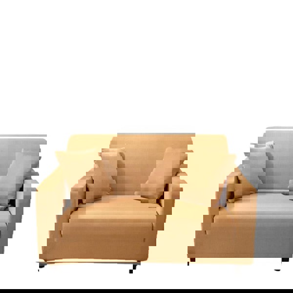 Anyhouz Anyseat 2 Seater Sofa Cover Plain Caramel Style and Protection For Living Room Sofa Chair Elastic Stretchable Slipcover