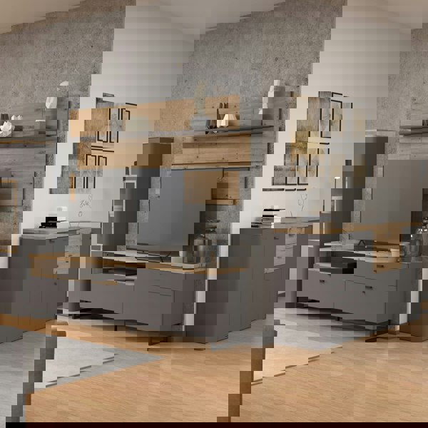 Furniture To Go Klara 4 Door 2 Drawer Chest in Grey and Oak