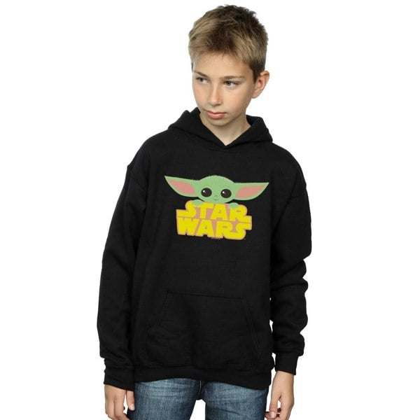 Star Wars Boys The Mandalorian The Child And Logo Hoodie - Black