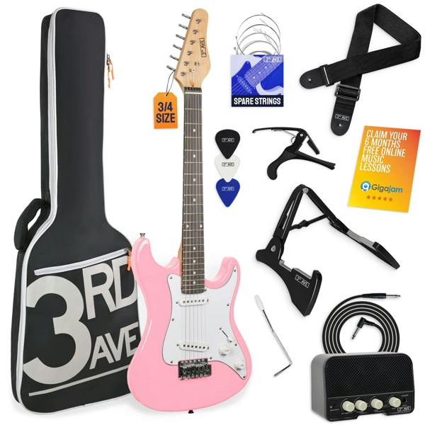3rd Avenue 3/4 Size Electric Guitar Pack with Amp - Pink