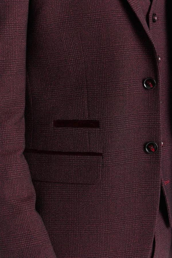 Infinity Leather Men's Wine Suit Blazer Prince Of Wales Formal Blazer