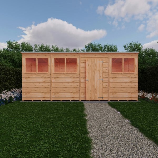 Shire Overlap 16x6 single door pent shed