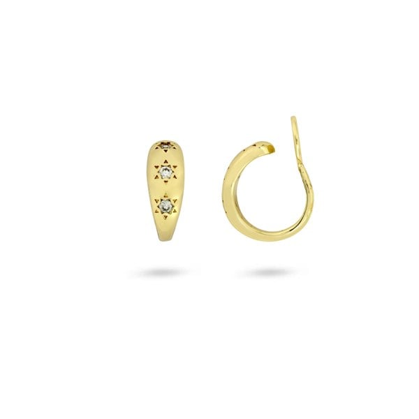 Gold Trip Gold Star Hoop Clip On Earrings
