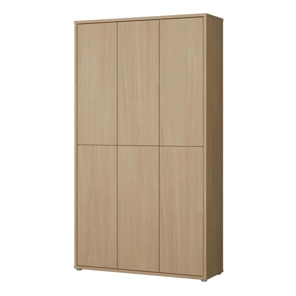 Furniture To Go Alice Springs Tall Shoe Cabinet with 6 Doors Push-to-Open in Elegancia Oak